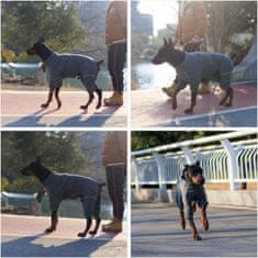 Nikcorp Topla zimska jakna za pse s flisom i reflektirajućim trakama, siva 3XL, vjetrootporna odjeća s 4 nogavice