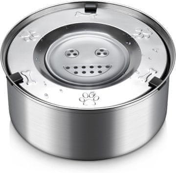 Nikcorp Posuda za vodu za pse od nehrđajućeg čelika 3L sa sporim doziranjem i plutajućim diskom protiv prolijevanja, srebrna