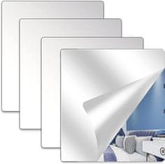 Nikcorp Set od 4 samoljepljiva akrilna ogledala 20x20 cm, debljina 3 mm, zidne naljepnice s efektom zrcala za dekoraciju doma