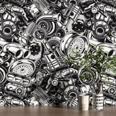 Nikcorp Samoljepljiva vinilna tapeta 44,5x300 cm, vodootporna, crno-bijeli gotički uzorak za zidove i namještaj