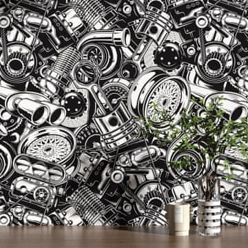 Nikcorp Samoljepljiva vinilna tapeta 44,5x300 cm, vodootporna, crno-bijeli gotički uzorak za zidove i namještaj