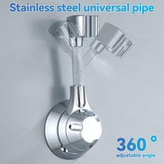 Nikcorp Samoljepljivi podesivi držač za tuš ručicu 360°, kromirani ABS, univerzalni nosač bez bušenja, nosivost 5 kg