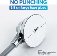 Nikcorp Samoljepljivi podesivi držač za tuš ručicu 360°, kromirani ABS, univerzalni nosač bez bušenja, nosivost 5 kg