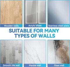 Nikcorp Samoljepljivi podesivi držač za tuš ručicu 360°, kromirani ABS, univerzalni nosač bez bušenja, nosivost 5 kg