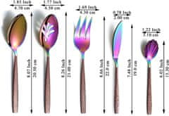 Nikcorp Set pribora za posluživanje od nehrđajućeg čelika 5 komada, smeđa drška i dugina glava, perivo u perilici posuđa