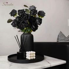 Nikcorp Set od 20 umjetnih ruža od svile s dugim stabljikama, crne, realističan izgled za vjenčanja i dekoraciju doma