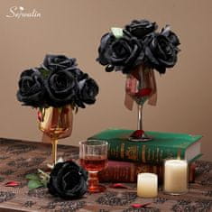 Nikcorp Set od 20 umjetnih ruža od svile s dugim stabljikama, crne, realističan izgled za vjenčanja i dekoraciju doma