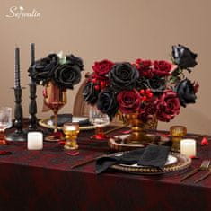 Nikcorp Set od 20 umjetnih ruža od svile s dugim stabljikama, crne, realističan izgled za vjenčanja i dekoraciju doma