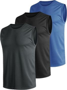 Nikcorp Set od 3 muške brzosušeće majice bez rukava za trening i teretanu, prozračni tank top, veličina S