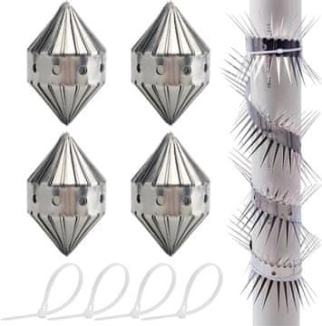 Nikcorp Zaštita od kuna za odvodne cijevi 4x100 cm, nehrđajući čelik, šiljci protiv penjanja, set s rukavicama