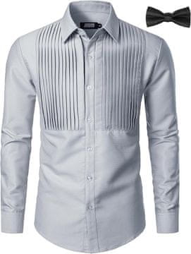 Nikcorp Muška elegantna košulja dugih rukava s leptir mašnom, regular kroj, siva, veličina XL