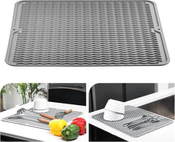 Nikcorp Velika silikonska podloga za sušenje posuđa 51x71 cm, protuklizna i otporna na toplinu, višenamjenski ocjeđivač za kuhinju