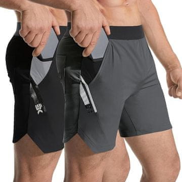 Nikcorp Muške lagane sportske kratke hlače s džepovima za trening i trčanje, crno-tamnosive, veličina M