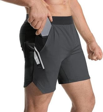 Nikcorp Muške lagane sportske kratke hlače za fitness i trčanje s džepovima, tamnosive, veličina M, prozračne i udobne