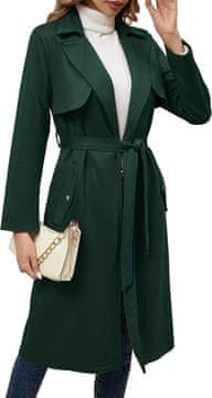 Nikcorp Duga ženska antilop jakna s remenom i džepovima za jesen i proljeće, tamnozelena XXL