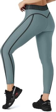 Nikcorp Ženske sportske tajice za jogu s visokim strukom, neprozirne i elastične, sivo-zelene, veličina S