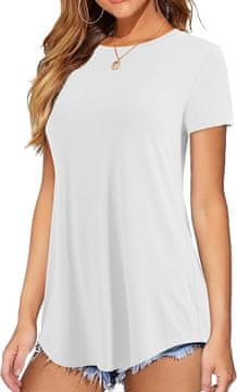 Nikcorp Ženska bijela elegantna ljetna majica kratkih rukava, tunika longshirt, okrugli izrez, veličina S