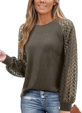 Nikcorp Ženska elegantna bluza tunika s čipkom dugih rukava zelena veličina M udobna i moderna za svaki dan