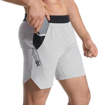 Nikcorp Muške sportske kratke hlače za trčanje i fitness s dvostrukim džepom, lagane i prozračne, svijetlosive, veličina L