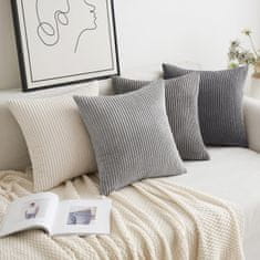 Nikcorp Set od 4 ukrasne jastučnice od samta 50x50 cm, tamnosiva boja, mekane i moderne navlake za jastuke za dnevni boravak