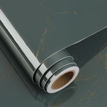 Nikcorp Samoljepljiva folija za namještaj i radne ploče, efekt mramora, sivo-zelena, 30 cm x 5 m, vodootporna PVC dekoracija