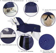 Nikcorp Vodootporna kišna kabanica za psa s kapuljačom i reflektirajućim elementima, podesiva, plava, veličina M