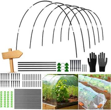 Nikcorp Set od 30 lukova od staklenih vlakana za vrtni tunel i plastenik s priborom za montažu, crni