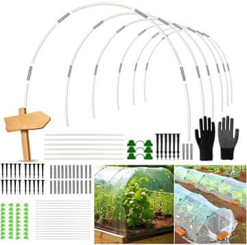 Nikcorp Set od 30 vrtnih lukova od stakloplastike za folijski tunel i staklenik, bijeli, 43 cm, s dodacima za montažu