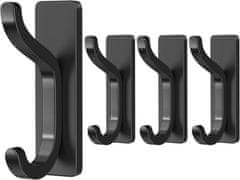 Nikcorp Set od 4 samoljepljive zidne kuke od nehrđajućeg čelika, nosivost 6 kg, crne, za kupaonicu i kuhinju
