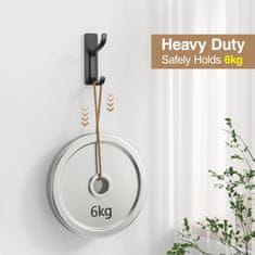 Nikcorp Set od 4 samoljepljive zidne kuke od nehrđajućeg čelika, nosivost 6 kg, crne, za kupaonicu i kuhinju