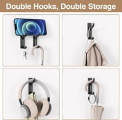 Nikcorp Set od 4 samoljepljive zidne kuke od nehrđajućeg čelika, nosivost 6 kg, crne, za kupaonicu i kuhinju