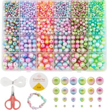 Nikcorp Set 1890 zelenih bisernih perli za izradu nakita i narukvica, 4-10 mm, okrugle staklene perle za DIY projekte