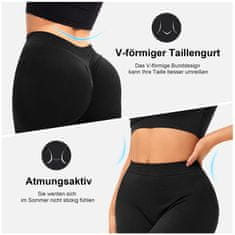 Nikcorp Ženske sportske tajice Yaavii Push-Up s visokim strukom za fitness i trčanje, crne, veličina L