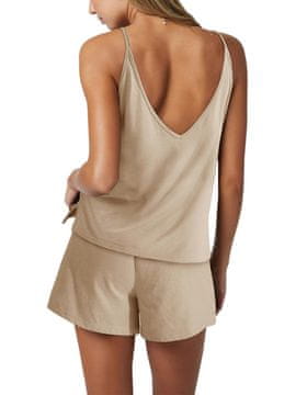 Nikcorp Ženska pamučna trenirka bež boje s prslukom V-izrez i hlačama, udoban komplet za dom i slobodno vrijeme, veličina S