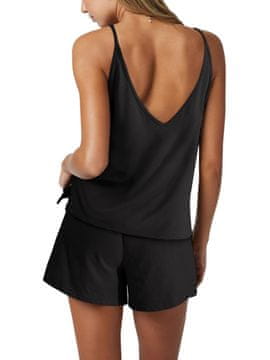 Nikcorp Ženska pamučna trenirka komplet crna majica bez rukava V-izrez i hlače M, udobna kućna i sportska odjeća