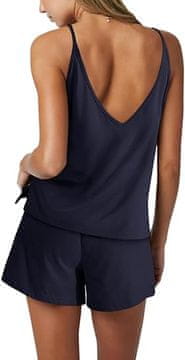 Nikcorp Ženska pamučna trenirka tamnoplava bez rukava s V-izrezom, dvodijelni komplet za dom i sport, veličina M