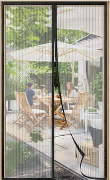 Nikcorp Magnetska mreža protiv komaraca za balkonska vrata 95x205 cm, crna, automatsko zatvaranje, montaža bez bušenja