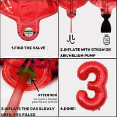 Nikcorp Set rođendanskih dekoracija Vatrogasci za 3. rođendan - baloni, banner i toperi za tortu, crveni motiv vatrogasnog vozila