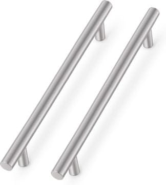 Nikcorp Set od 12 ručki za namještaj T-tip, nehrđajući čelik, satenski nikal, 256 mm, 320 mm, moderne ručkice za ormare i ladice