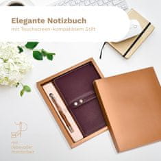 Nikcorp Bilježnica A5 od umjetne kože s tvrdim uvezom i olovkom, 192 stranice, smeđa