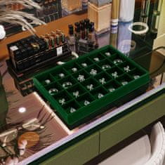 Nikcorp Baršunasti organizator za nakit s 24 pretinca, ladica za izlaganje nakita 35x24 cm, tamnozelena