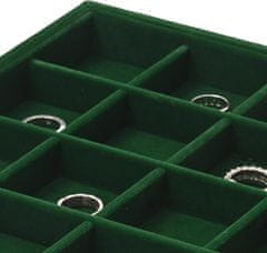Nikcorp Baršunasti organizator za nakit s 24 pretinca, ladica za izlaganje nakita 35x24 cm, tamnozelena