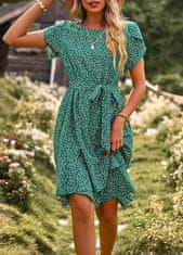 Nikcorp Ljetna ženska boho haljina kratkih rukava s volanima i remenom, zelena, veličina XL, prozračna A-kroj za svaki dan