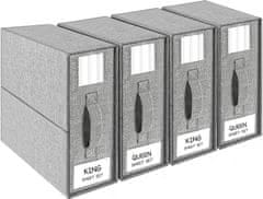 Nikcorp Set od 4 sklopive torbe za pohranu posteljine i odjeće ispod kreveta, sivi laneni organizatori s prozorom i ručkom