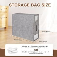 Nikcorp Set od 4 sklopive torbe za pohranu posteljine i odjeće ispod kreveta, sivi laneni organizatori s prozorom i ručkom