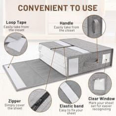 Nikcorp Set od 4 sklopive torbe za pohranu posteljine i odjeće ispod kreveta, sivi laneni organizatori s prozorom i ručkom