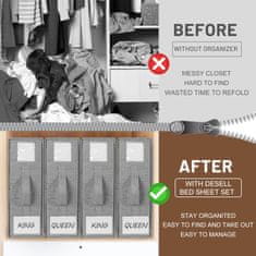 Nikcorp Set od 4 sklopive torbe za pohranu posteljine i odjeće ispod kreveta, sivi laneni organizatori s prozorom i ručkom