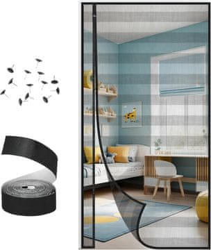 Nikcorp Magnetska mreža protiv komaraca za balkonska vrata 90x210 cm, automatsko zatvaranje, montaža bez bušenja, staklena vlakna