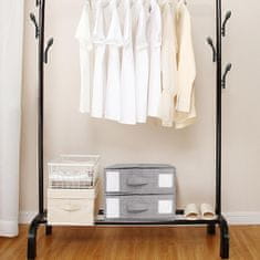 Nikcorp Set od 4 sklopive torbe za pohranu posteljine i odjeće ispod kreveta, sivi laneni organizatori s prozorom i ručkom