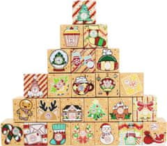 Nikcorp Adventski kalendar za punjenje, 24 kutije za odbrojavanje do Božića, DIY set za slatkiše i poklone, kartonski, 7x7x7 cm